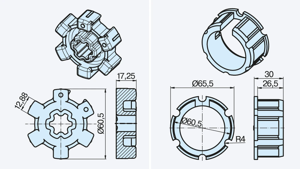 Preview: Becker Adapterset Ø 63N D aus Druckguß #49303000520 #49303004150