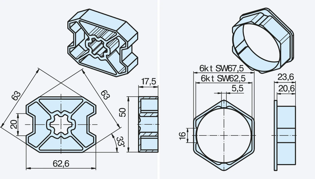 Preview: Becker Adapterset B75 aus Aluminium #49303001890 #49310107074 #49303006280