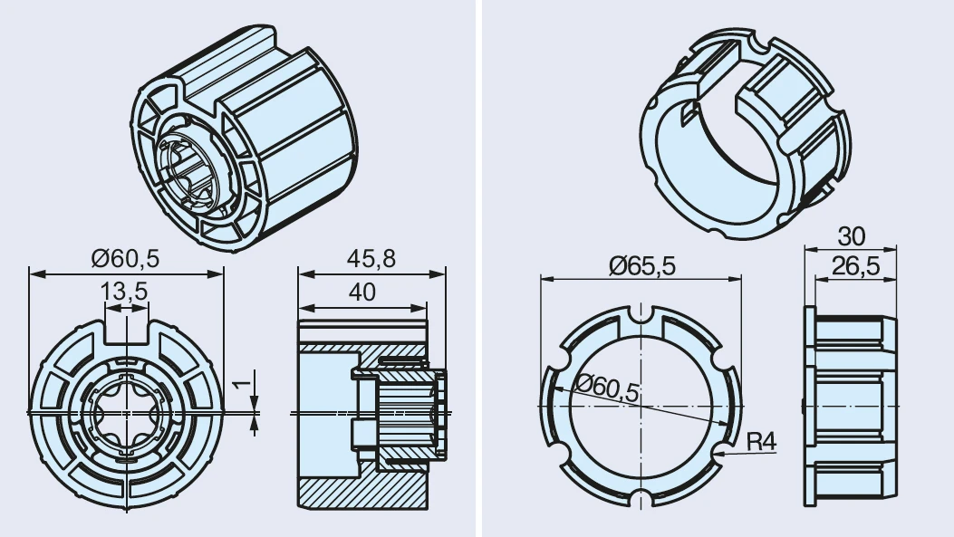 Preview: Becker Adapterset O-63N 13,5mm für Hinderniserkennung #49302002770 #49303004150