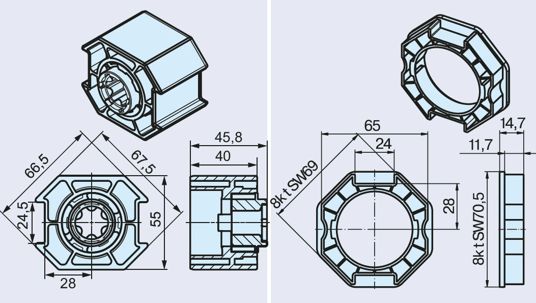 Preview: Becker Adapterset O-SM70 für Hinderniserkennung #49302002360 #49300006070