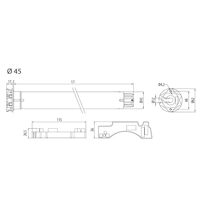 Preview: Cherubini Plug & Play Short RX 6/17 Rollladenmotor SW60 CEX45061710