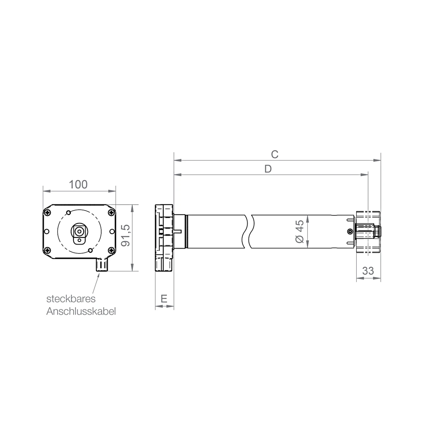 Preview: elero VariEco M40 NHK Rohrmotor mit Nothandkurbel #348530001
