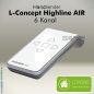 Preview: L-Concept Highline AIR 6-Kanal Handsender für Geiger AIR Sonnenschutzanlagen. Mit LED-Rückmeldung, Sonnenautomatik, SoftTouch-Oberfläche und Loxone-Kompatibilität.