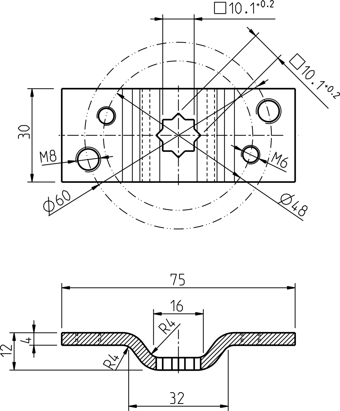 Preview: Rademacher Antriebslager für Markisen, M6 Teilkreis 48mm und 60mm, Typ 4010-01 #94401001