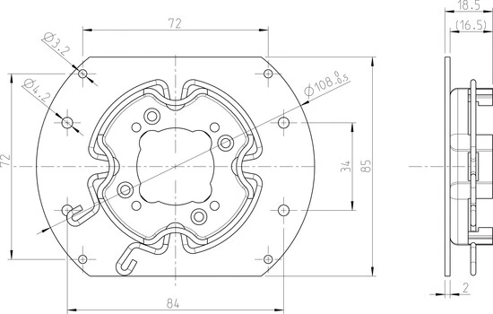 Preview: Rademacher Click-Antriebslager für Kömmerling, Rehau und Thyssen Aufsatzrollladenkästen Typ 4015K-06 #94401506