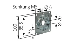 Preview: Somfy Flansch-Antriebslager mit Federring und kleiner Öse für Baureihe 50/60 #9763508