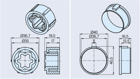 Becker Adapterset, 40x1.3 / 40x1.5 #49303001950 #49303001960