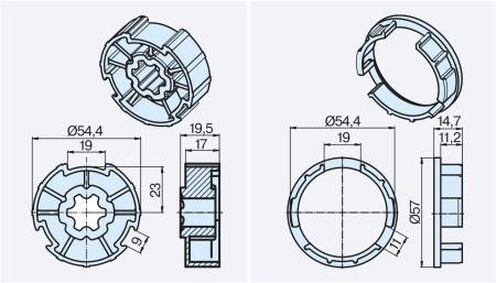 Becker Adapterset 57,5, Universal #49303001730 #49303001740 #49303001020