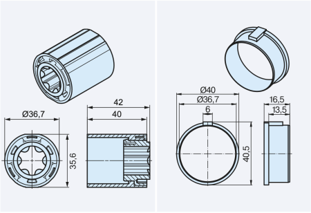Becker Adapterset O-40x1.3 / 40x1.5 für Hinderniserkennung #49302002460 #49303001960