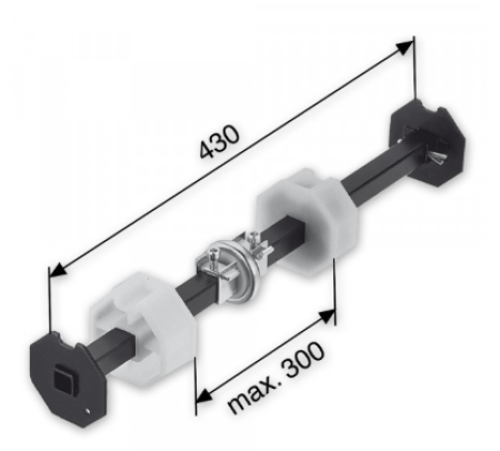 SELVE Doppelwellenbolzen, verstellbar, mit Kugellager Ø50mm, für Stahlwelle SW70, kunststoffbeschichtet, montiert #196400