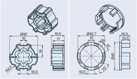 Becker Adapterset ZF45x0.5 #49303001350 #49303001360