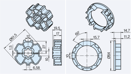 Becker Adapterset ZF64x0.8 #49303001400 #49303001410 #49303001020