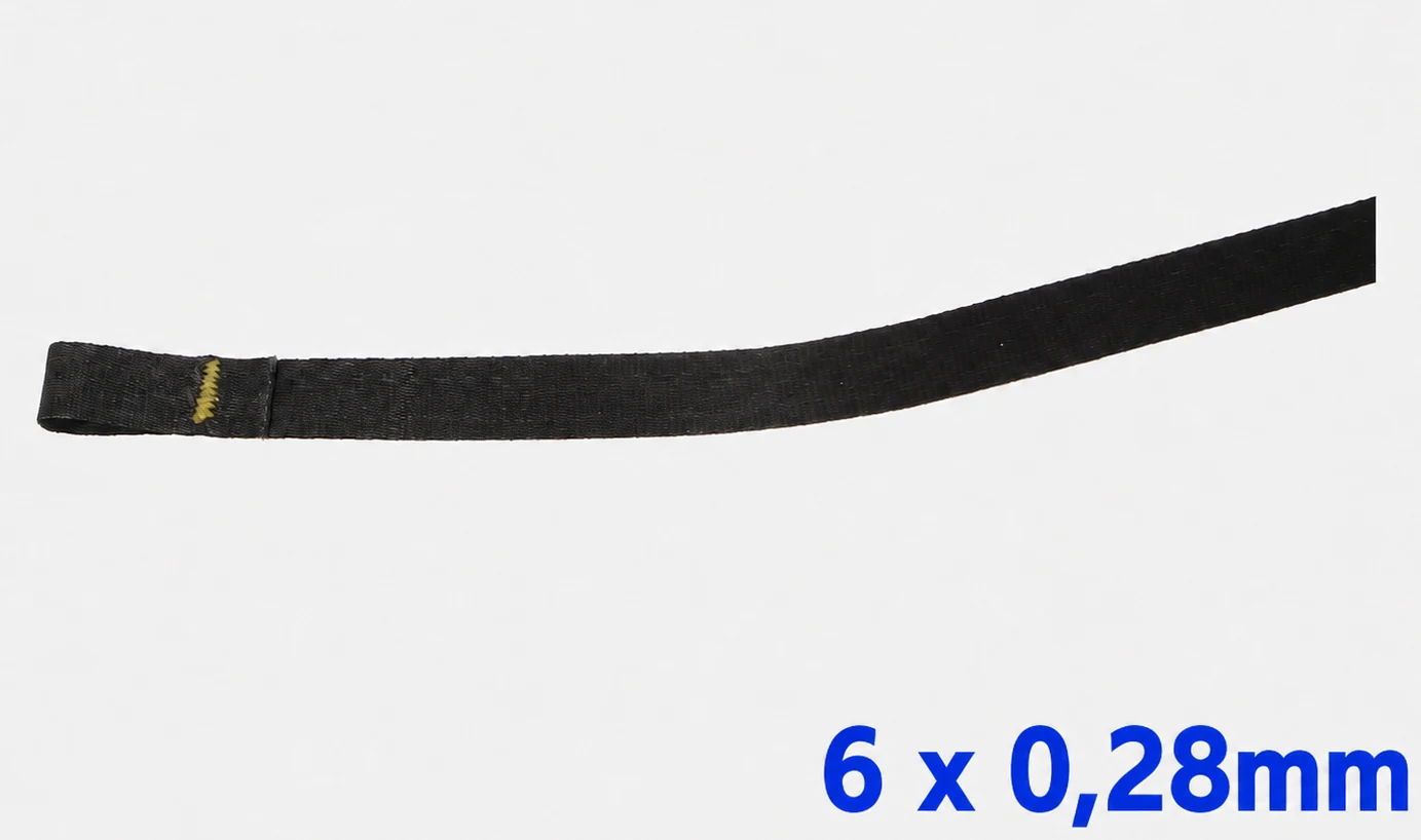 Aufzugsband mit 2 Schlaufen / Texband 6,0 x 0,28 schwarz