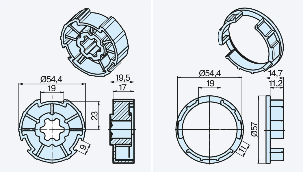 Becker Adapterset 57,5 Universal #49303001730 #49303001740