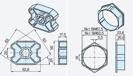 Becker Adapterset B75 aus Aluminium #49303001890 #49310107074 #49303006280
