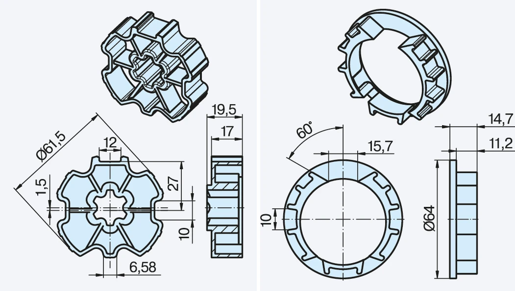 Becker Adapterset ZF64x0,8 #49303001400 #49303001410