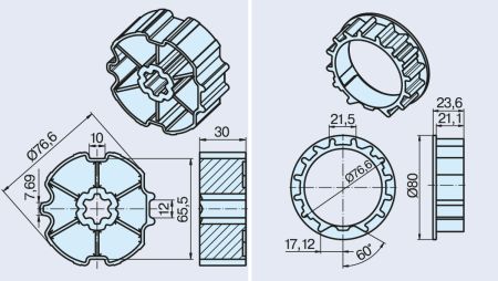 Becker Adapterset ZF80 x 1.2, Zurflüh Feller Aluminium #49303003270 #49313001490 #49303006280