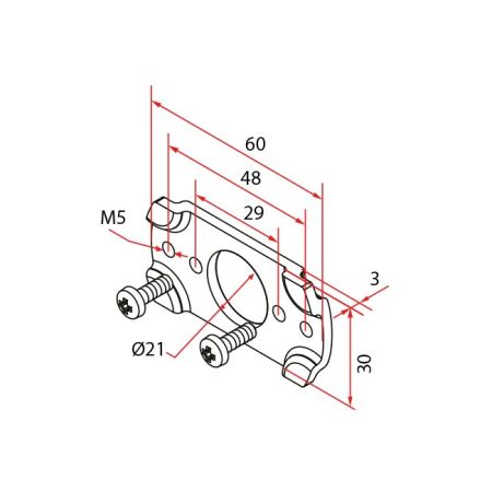 Cherubini Motorlagerplatte 30x60 Lochabstand 48mm A3506_0553