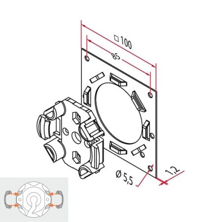 Cherubini Motorlagerplatte 100x100mm ZF A4506_0581