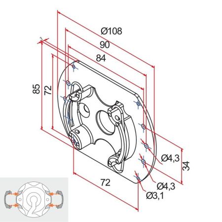Cherubini Motorlager Universal zu Seitenblende INOUTIC max.50Nm A4506_0618