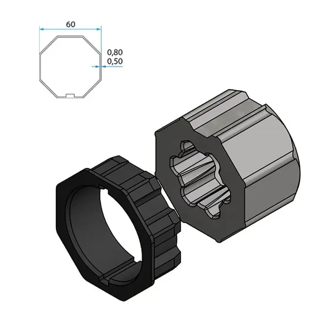 Cherubini Adapter und Mitnehmer Achtkant 60 A4505_0531