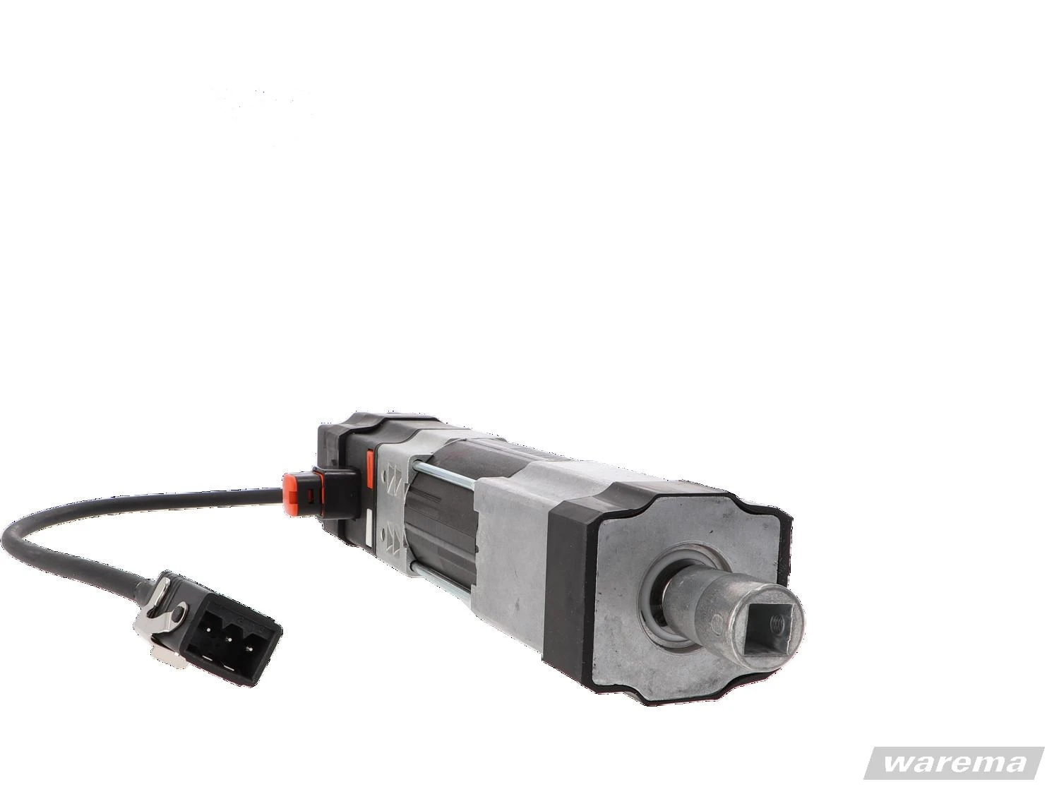 elero JA 20 dk WAREMA #2018429 – Ansicht der Getriebeseite mit Vierkantadapter und STAS3-Stecker