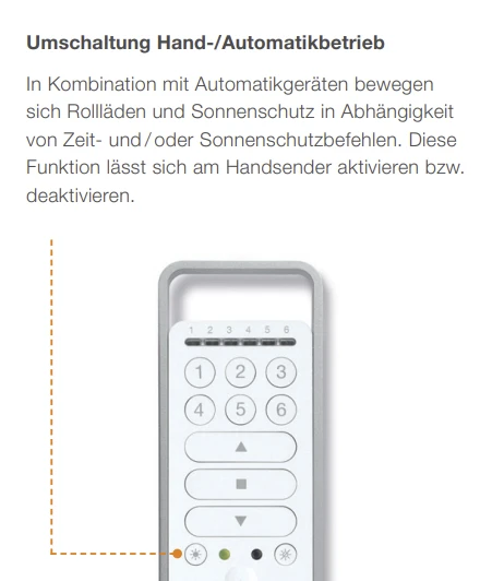 elero LumeroCom, 1-Kanal Handsender mit Hand-/Automatikumschaltung #284250002