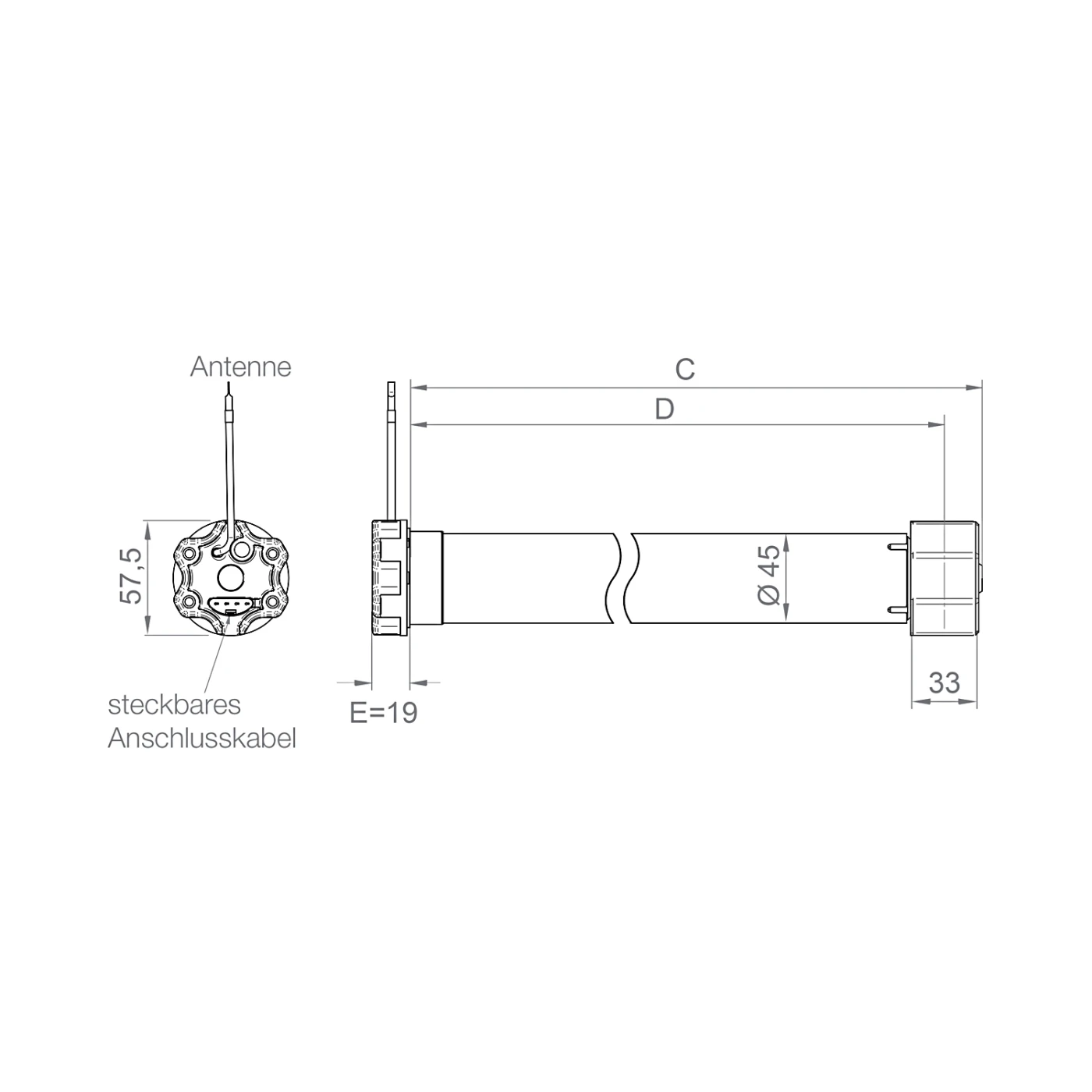 elero RolTop/D+ M30-868 SH Funk-Rollladenmotor (mit Flachbremse) #390440006