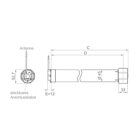 elero SunTop M20-868 RH Funk-Markisenmotor (mit geräuschloser Softbremse) #387320006