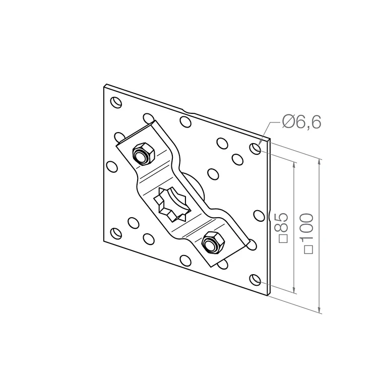 elero Wandlager TK60 Vierkant 16x16 mit Motorlager