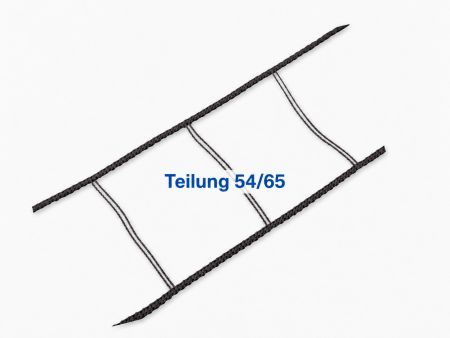 Leiterkordelband grau für Flachlamelle 60mm, Teilung 54mm