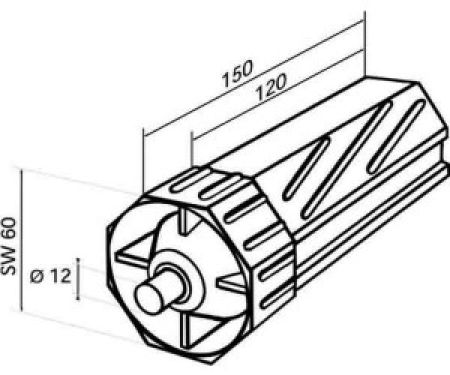 Rademacher Walzenkapsel für SW60, Achsstift ø 12 mm Einstecklänge 120 mm Typ 4030 #96000014