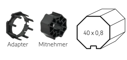 Somfy ➤ Adapter und Mitnehmer für Achtkant SW40 x 0,8 Innenfalz Baureihe 40 #9011795 #9147545✅ online günstig kaufen!