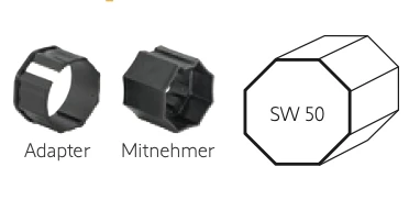 Somfy ➤ Adapter und Mitnehmer für Achtkant SW50 Baureihe 50 #9705344 #9705345✅ online günstig kaufen!