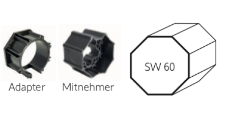 Somfy ➤ Adapter und Mitnehmer für Achtkant SW60 Baureihe 50 #9707025 #9751001✅ online günstig kaufen!