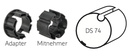 Somfy ➤ Adapter und Mitnehmer für DS 74 Rundnut Baureihe 50✅ #9707037 #9751009