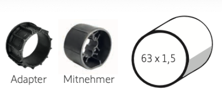 Somfy ➤ Adapter und Mitnehmer für Ø 63 x 1,5 Baureihe 50✅ #9707026 #9206019