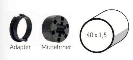 Somfy ➤ Adapter und Mitnehmer Ø 40 x 1,5 Baureihe 40 #9147330 #9147544 ✅ online kaufen!
