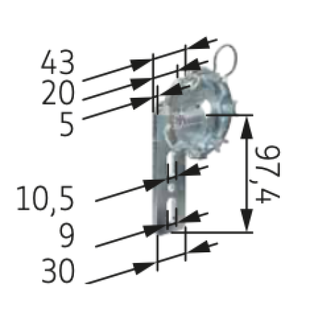 Somfy Antriebslager 20 mm gekröpft mit Federring große Öse für Baureihe 50/60 #9763606