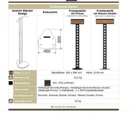 Tansun Mobilständer "Design" in RAL 7016 für Heizstrahler #1200-DE