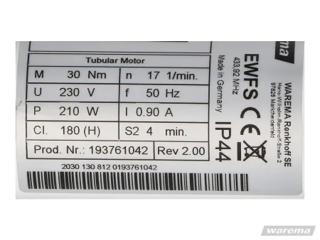 WAREMA W-MP 30/17 EWFS radio awning motor #617723