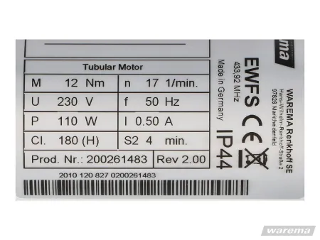 WAREMA W-RT 12/17 EWFS-Funk-Rollladenmotor #617736