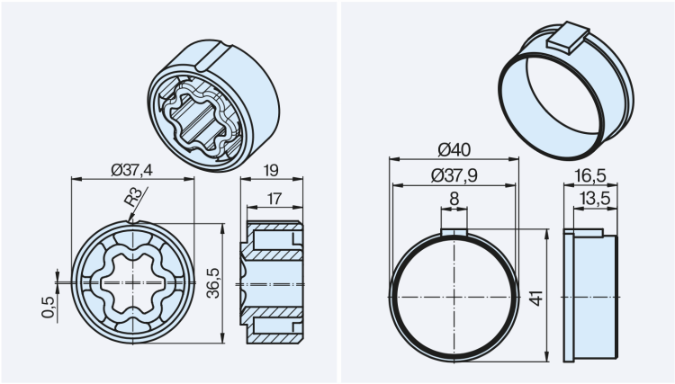 Becker Adapterset 40x1 / 42x2  #49303000860 #49303000870