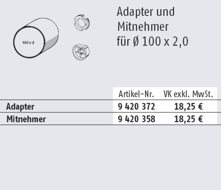 Somfy ➤ Adapter und Mitnehmer für Rundrohr 100 x 2 mm Baureihe 60 #9420372 #9420358✅ online kaufen!