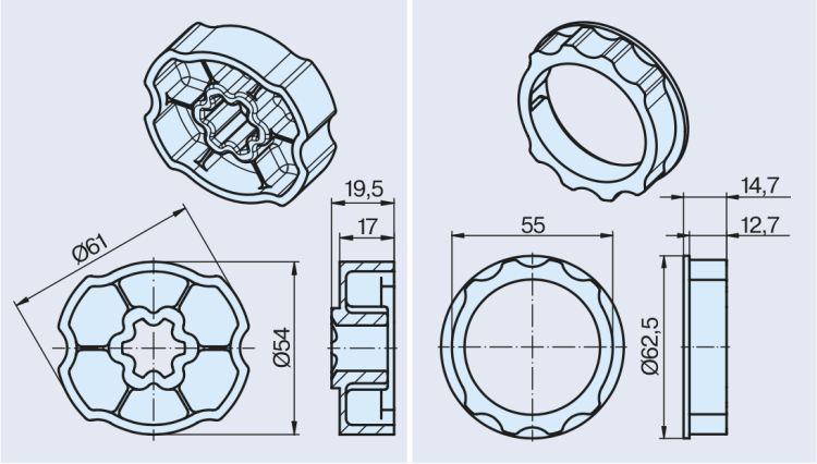 Becker Adapterset, HM65 #49303000480 #49300807070 #49303001020