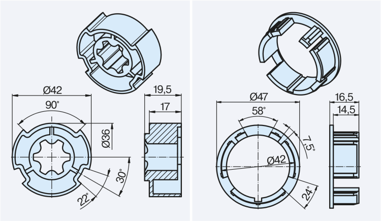 Becker Adapterset Helioscreen 47x2 #49303003050 #49303003060