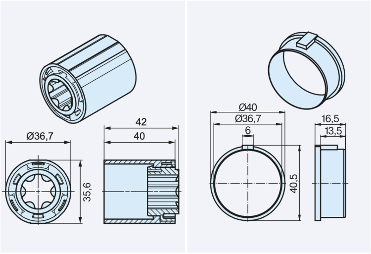 Becker Adapterset O-40x1.3 / 40x1.5 für Hinderniserkennung #49302002460 #49303001960