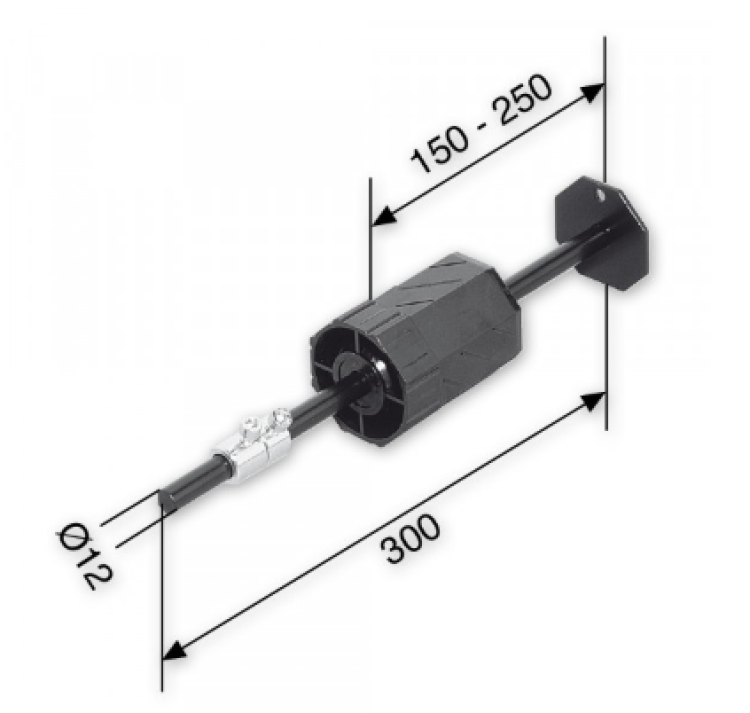 SELVE Wellenbolzen für SW 60 kunststoffbeschichtet, Verstellbereich 150 - 250mm #272510