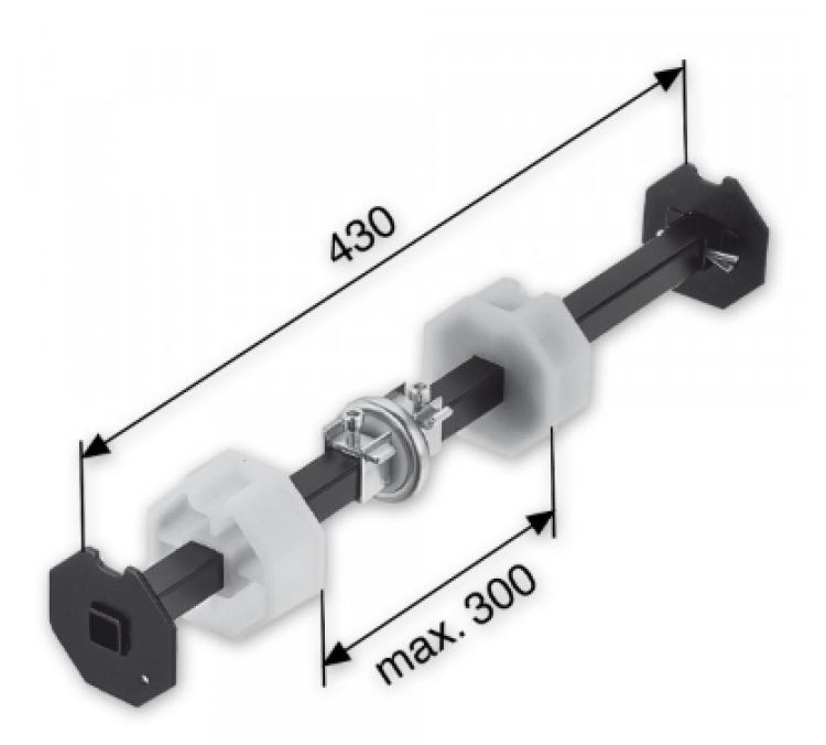 SELVE Doppelwellenbolzen, verstellbar, mit Kugellager Ø50mm, für Stahlwelle SW70, kunststoffbeschichtet, montiert #196400