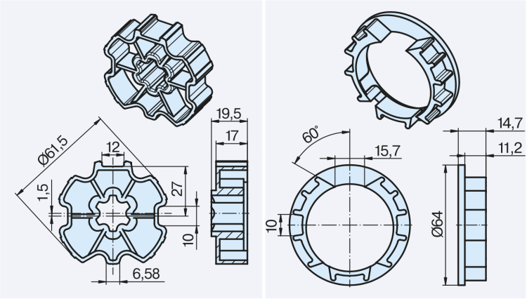 Becker Adapterset ZF64x0.8 #49303001400 #49303001410 #49303001020